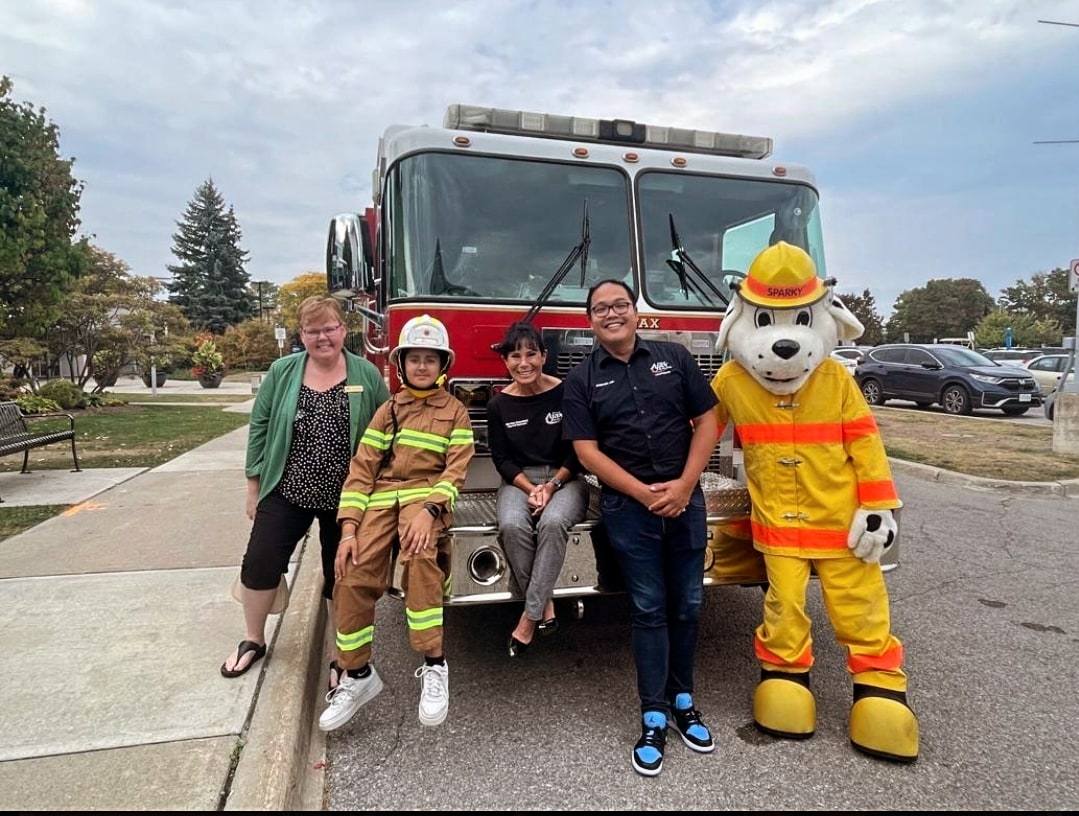 Armaan Singh was the Ajax Fire Chief For a Day on Oct. 5. From left to right: Ajax Coun. Nancy Henry, Armaan, Coun. Marilyn Crawford, Coun. Sterling Lee and Sparky the Fire Dog.

@TownOfAjax #ajaxcouncil #ajaxfire