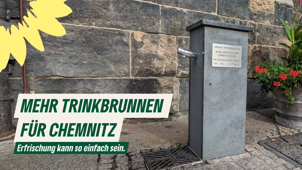 Öffentlich zugängliches Trinkwasser gehört seit Jahresbeginn zur #Daseinsfürsorge. Wir möchten mehr Trinkbrunnen und Wasserspender in öffentlichen Gebäuden und auch in Schulen in #Chemnitz!

#StadtratC #Klimafolgenanpassung #Soziales

Weiterlesen: gruenlink.de/2pmt