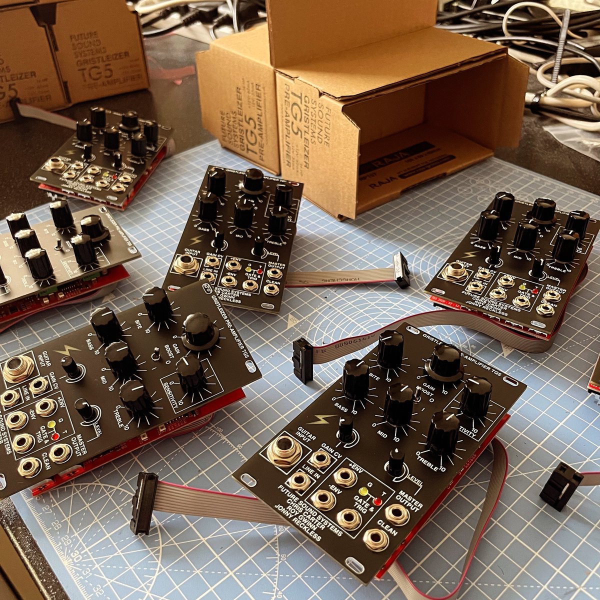 FutureSndSystem's tweet image. Batches of TG4 and TG5 modules from @THEGRISTLEIZER series heading out to our distro! Essentials for any sound processing in a #Eurorack system 😉⚡️