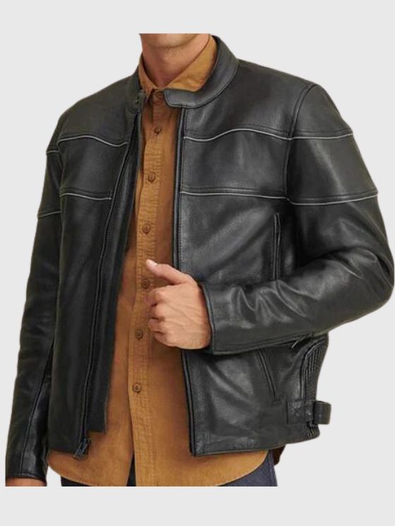 **Shop Name:** rockgothic.com

**Description:**
Rev up your style with the Men Leather Biker Racer Jacket, a classic piece of fashion that never goes out of style. 

#LeatherRidersEmporium #BikerJacket #MensFashion #RebelStyle #RiderEssentials #LeatherLove