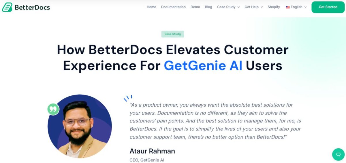 getgenieai's tweet image. In 2021, #GetGenie AI incorporated #BetterDocs to enhance user support, providing more comprehensive and efficient assistance to their users. 🌟 

Take a moment to read the case study on BetterDocs from our CEO, M. Ataur Rahman.
👇 👇 👇
lnkd.in/gq462Cjm
