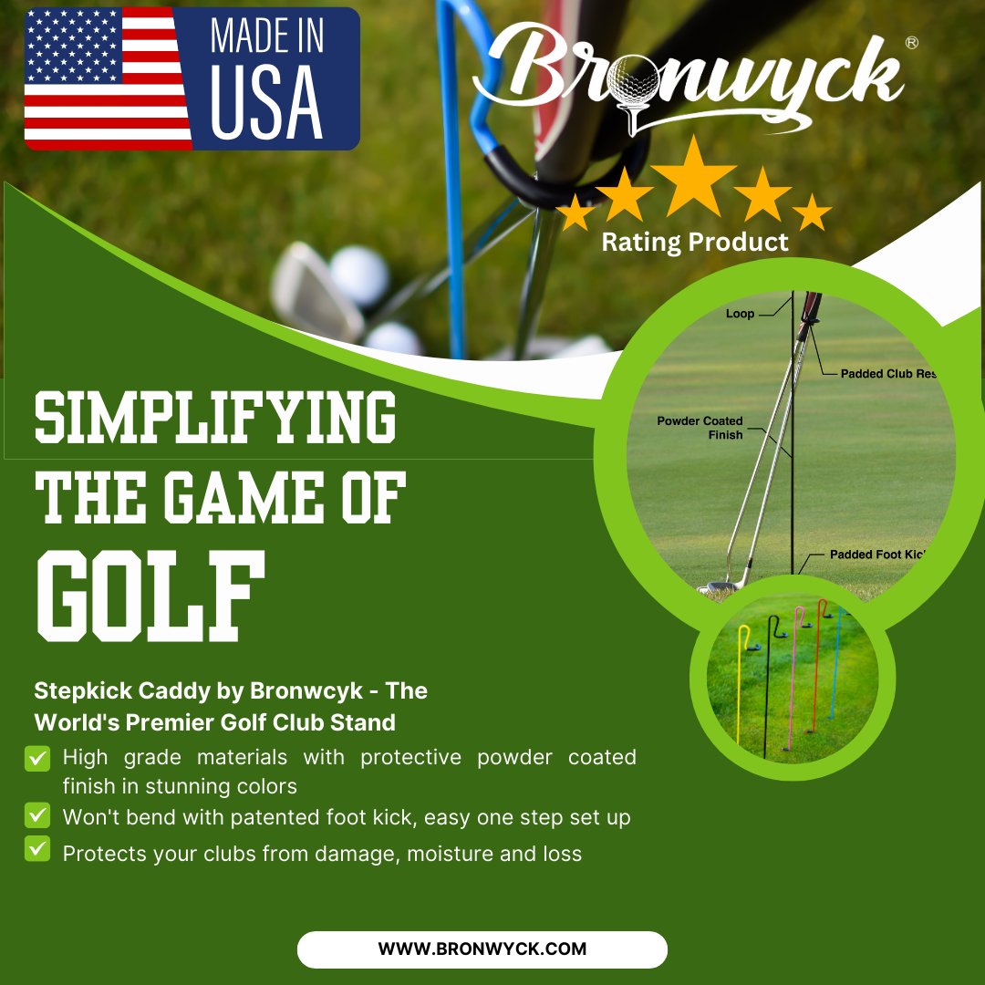stepkick_caddy's tweet image. 👉 Visit our website [bronwyck.com/shop/] to learn more about the Bronwyck Golf Club Stand and place your order. Get ready to take your golf game to the next level! ⛳️🏌️‍♀️🏌️‍♂️ 
#BronwyckGolfClubStand #ElevateYourGame #GolfingEssentials