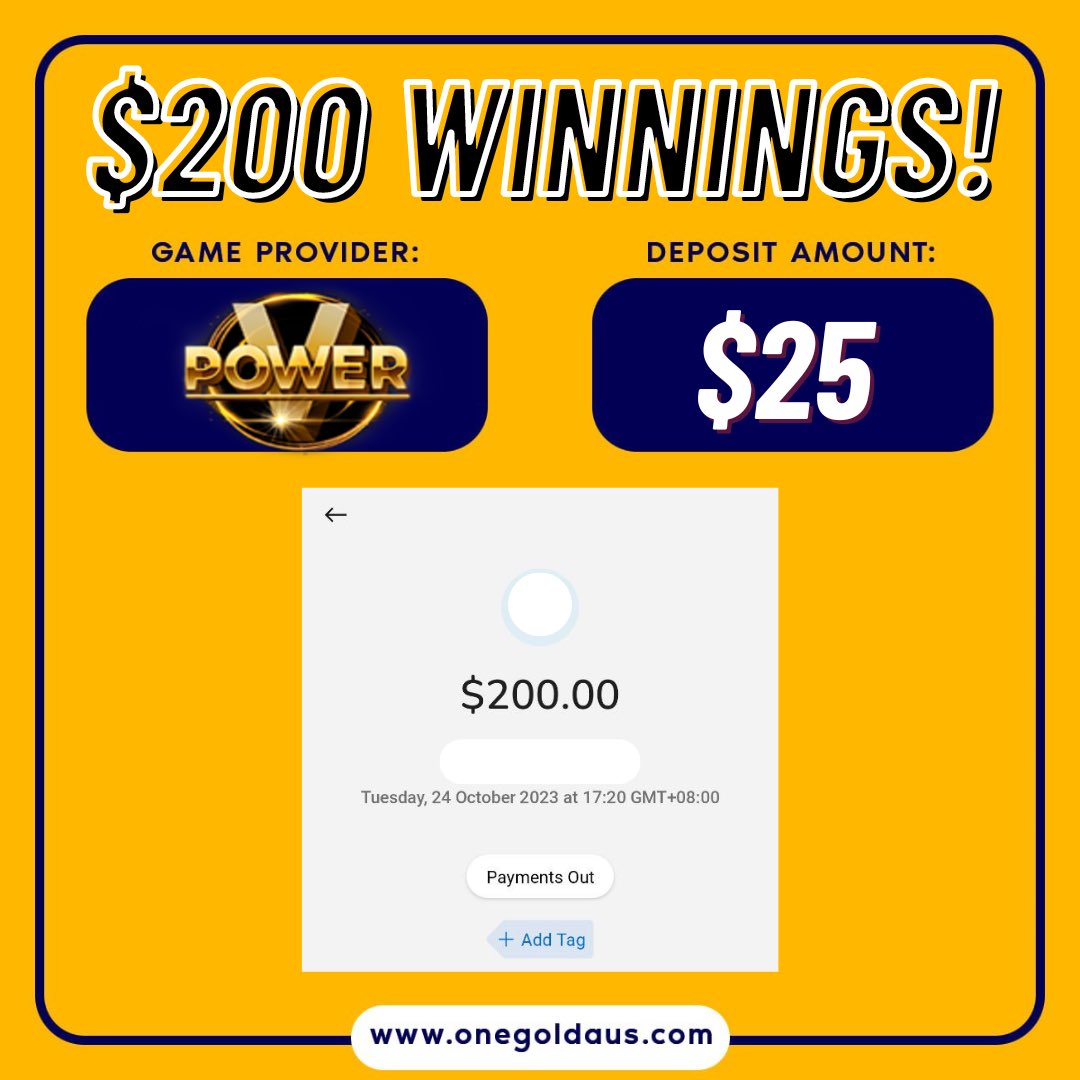 OneGoldAus's tweet photo. 🎉HALL OF FAME🎊

⚡️Game platform : VPOWER
☄️Game : DRAGON’S TREASURE
✔️Deposit amount : $25
💲Winning amount : $200

Congratulations to our winner 🏆

🌐Play now : https://t.co/Hhxcr3RdQ7
📞 Whatsapp : https://t.co/WmJCtcIKVo https://t.co/aOovnwbDbB