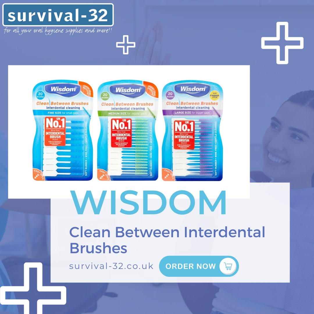 survival32's tweet photo. Wisdom Clean Between brushes are a great solution for cleaning between the teeth.

Order at https://t.co/JlLPufLjqf

#wisdom #cleanbetween #interdental #brushes #gumcare #oralcare #offer #dental #dentalhealth #dentalpractice #health #brush #hygiene #dentalhygiene #dentistry https://t.co/KJGHfaoNNc