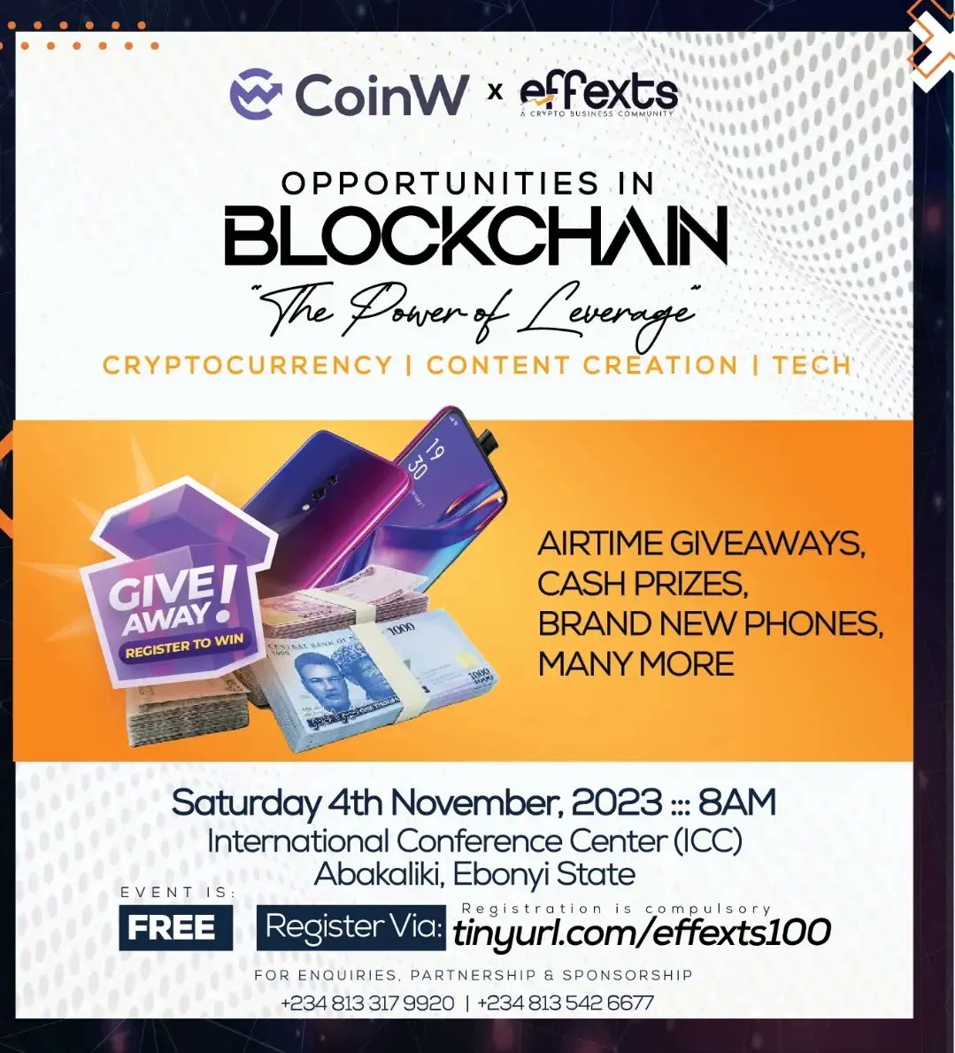 Effexts100's tweet photo. The Biggest Blockchain Event in Ebonyi State Nigeria.  w/@cryptosolu
@wilsonthebrand 
We are recruiting young Nigerians into the Blockchain Ecosystem to maximise the opportunities there in.
Register: https://t.co/qe3geCDZbt

#Blockchain #Events #Opportunities https://t.co/hTSYFFbx8X