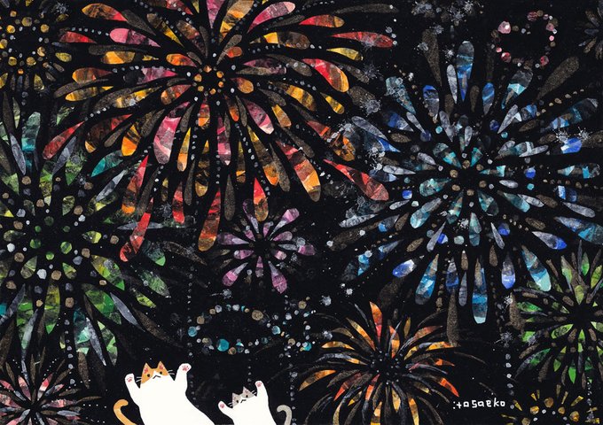「aerial fireworks night」 illustration images(Latest)