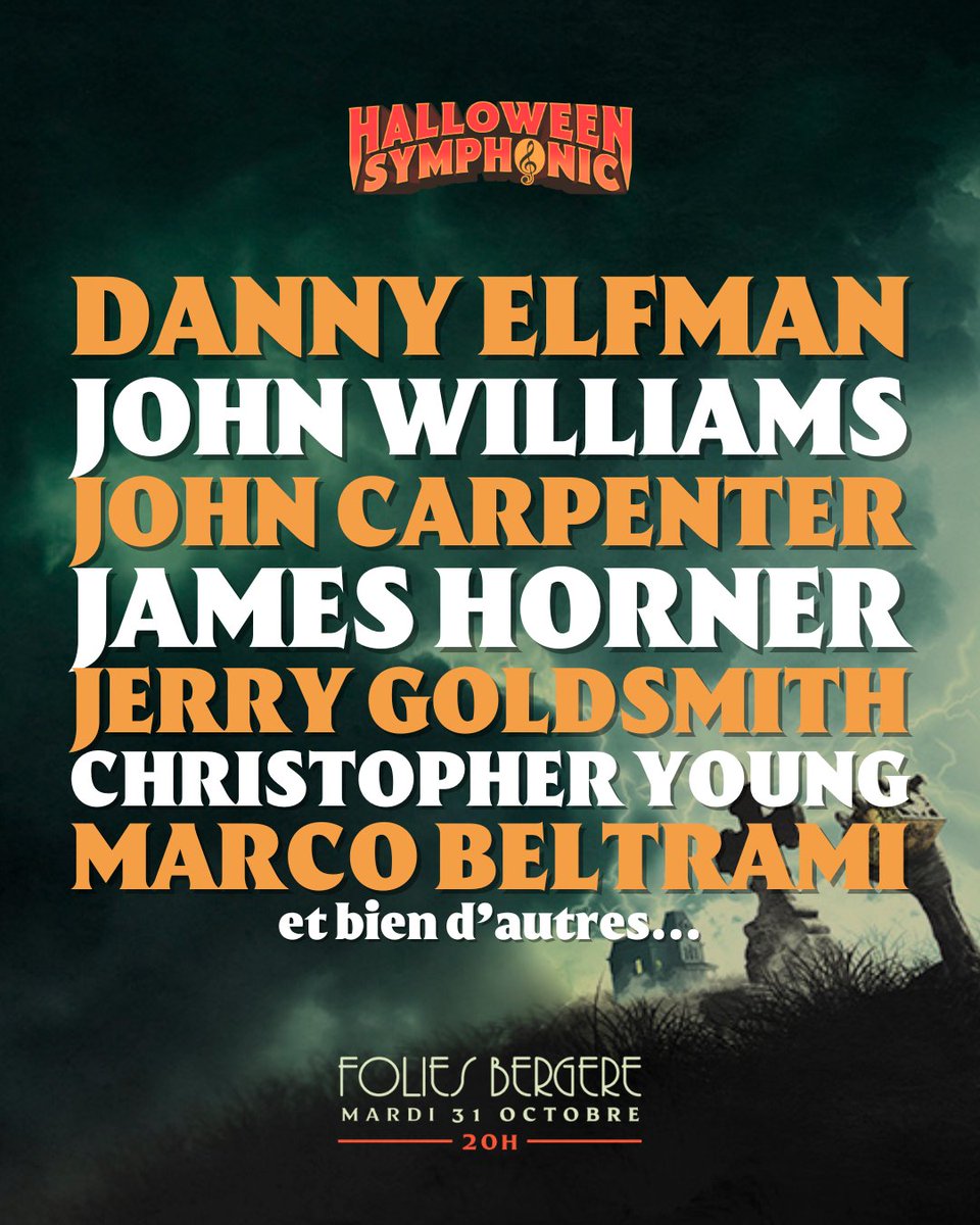 Les musiques de films des plus grands compositeurs en concert symphonique, mardi 31 octobre aux @FoliesOfficiel ! 🎻🎵 Vous venez ? 🎟 bit.ly/HalloweenSymph…
