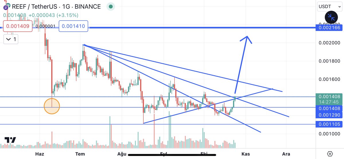 $REEF #REEF btc nin hareketinden sonra günlük kırılım geldi btc bu bölgelerde 1 hafta durmayı başarabilirse bu ay cogu coin 2x 3x yapar reef te bunlardan birisi. $BTC #BTC $ETH #ETH