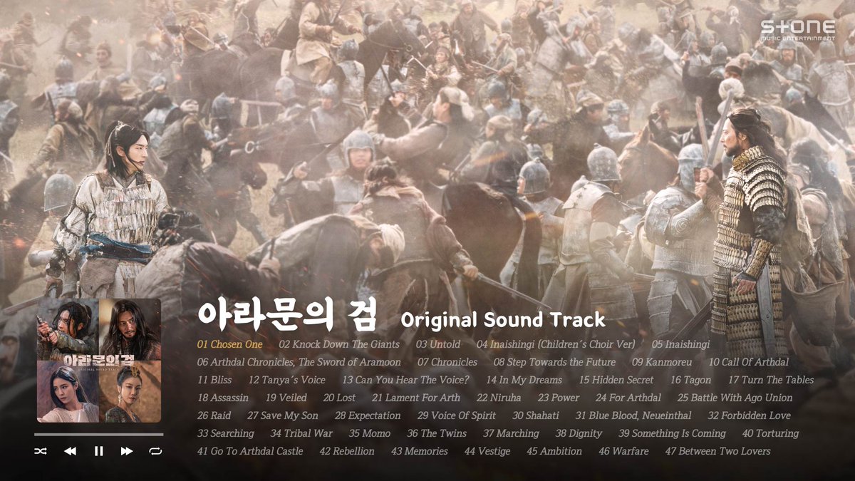 StoneMusicEnt's tweet photo. 가슴이 웅장해지는 미친 서사! 
'아라문의 검' OST 전곡 듣기🎧

𝐏𝐥𝐚𝐲𝐥𝐢𝐬𝐭🔗 https://t.co/IuKLGl4dYh

#플레이리스트 #Playlist
#아라문의검 #OST https://t.co/dxRW0ySukq