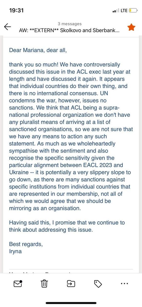 Two esteemed conferences in the #NLP and #AI sphere, #EMNLP (<a href="/emnlpmeeting/">EMNLP 2026</a>) &amp; #ACL (<a href="/aclmeeting/">ACL 2026</a>), have expressed no objections to the participation of researchers from sanctioned Russian State entities involved in weapon development used against Ukrainians in their events. (1/10)