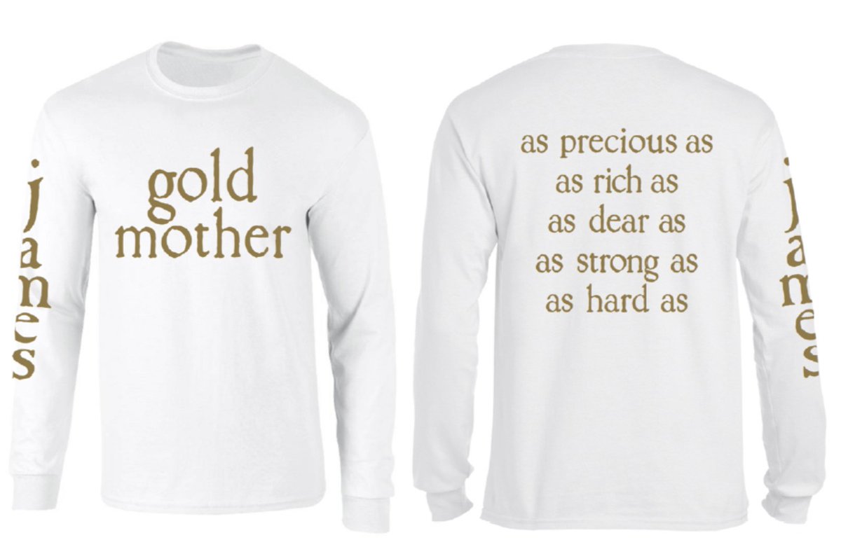 Available tonight at the Bath show…… the next in our classic merch reissues: Gold Mother Long Sleeve shirt. This will be available on the Wearejames official store soon.