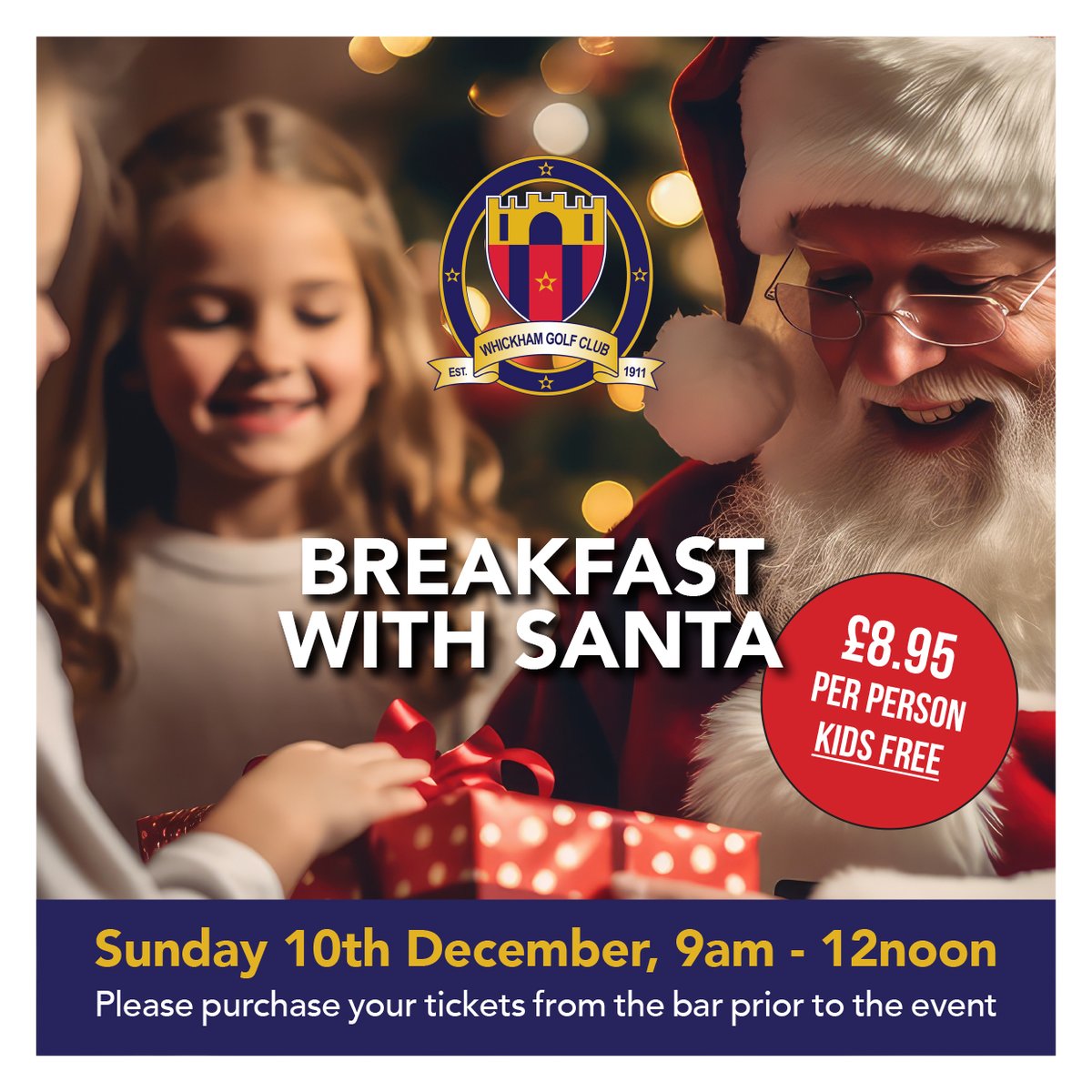 🎅Breakfast With Santa’🎅
What's for breakfast? Christmas joy, delivered by Santa!!

Sunday 10th December 2023, 9am-12 noon

Adults £8.95 per person - Children free

Tickets available from The Clubhouse Bar. Book early to avoid disappointment!!!!