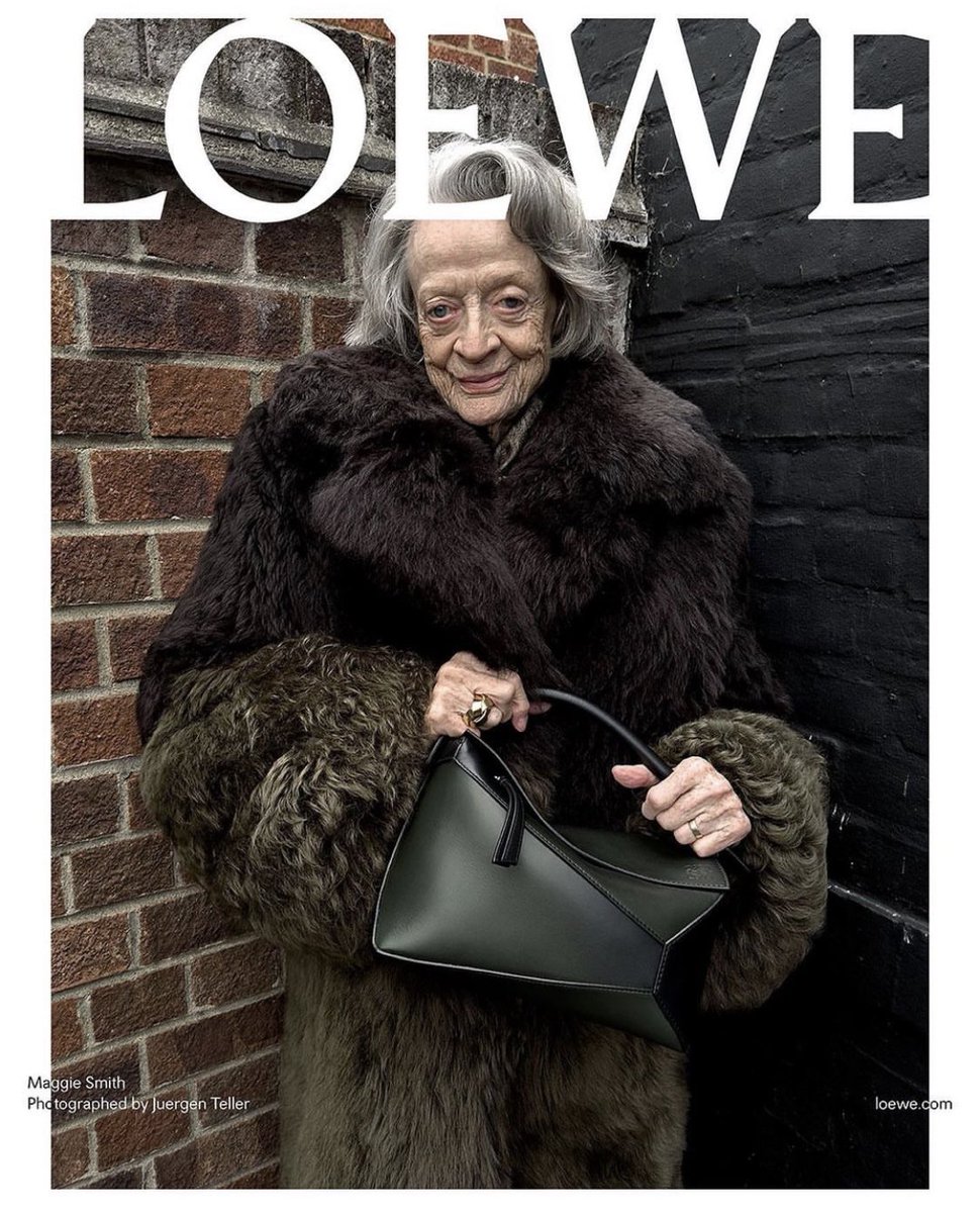 Maggie Smith by Jurgen Teller for the Loewe SS24 precollction