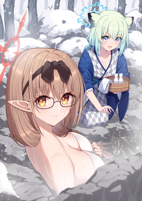 温泉チナツ&amp;シグレ(修正) #ブルアカ #BlueArchive 
