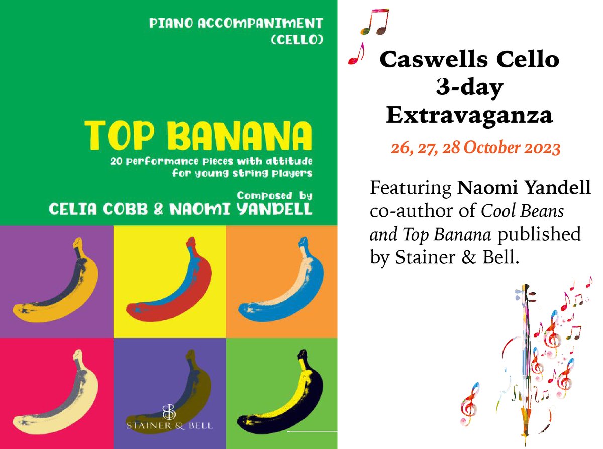 We are very excited to welcome <a href="/NaomiNsy/">Naomi Yandell</a> this week to our 3-day Cello extravaganza. Top Banana published by <a href="/stainerandbell/">Stainer & Bell</a> 
Book your place 01280 707140. View timetable caswells-strings.co.uk/cello-event-oc…
#cello #cellist #stringinstrument #MusicEducation
