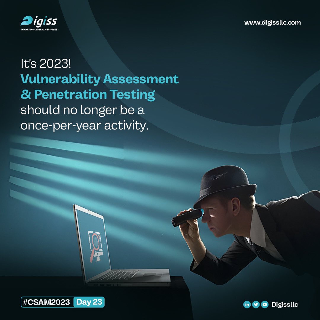 Digissllc's tweet image. If your organization still conducts quarterly vulnerability scans and annual penetration tests, you should be doing pretty well in fulfilling your compliance obligations, This, in the current threat landscape though, falls short of meeting security requirements. 🧵

#CSAM23