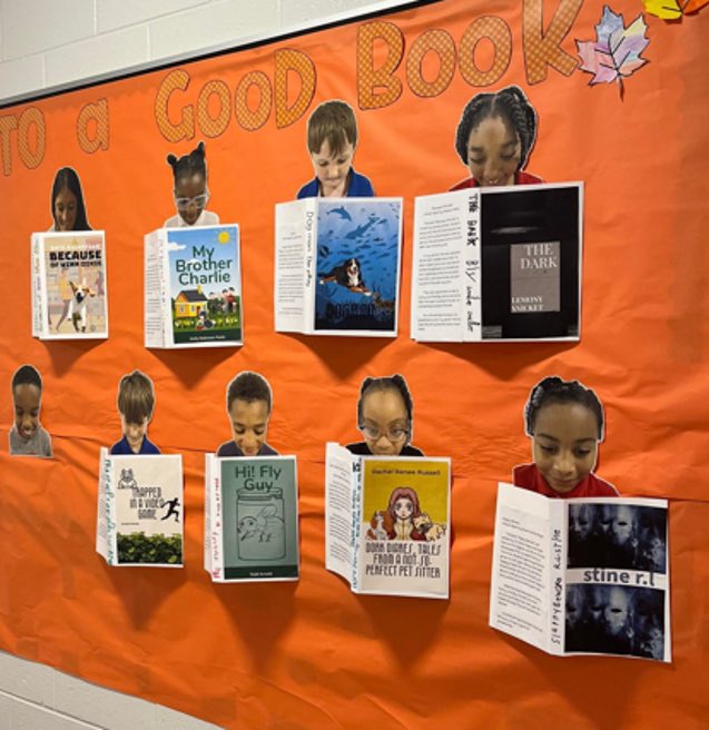 BESseagulls's tweet photo. 3rd grade Ss created book reports showing off their reading and tech skills. They redesigned book covers using Adobe and typed in Google Docs. The projects are displayed in the hallway encouraging others to “Fall Into a Good Book” this season. #AdobeEduCreative @BeaufortSchools https://t.co/hzUKpJS7tc