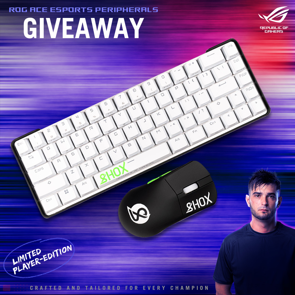 Behold the #ROGHarpeAce &amp; #ROGFalchionAce in <a href="/shoxCSGO/">Richard Papillon</a> design!😍

The ROG Ace esports collection is crafted to give every champion out there an extra edge at winning.

Join rog.gg/AceGiveaway and follow the instructions, for a chance to win your exclusive set!🖱️

#AceTheGame
