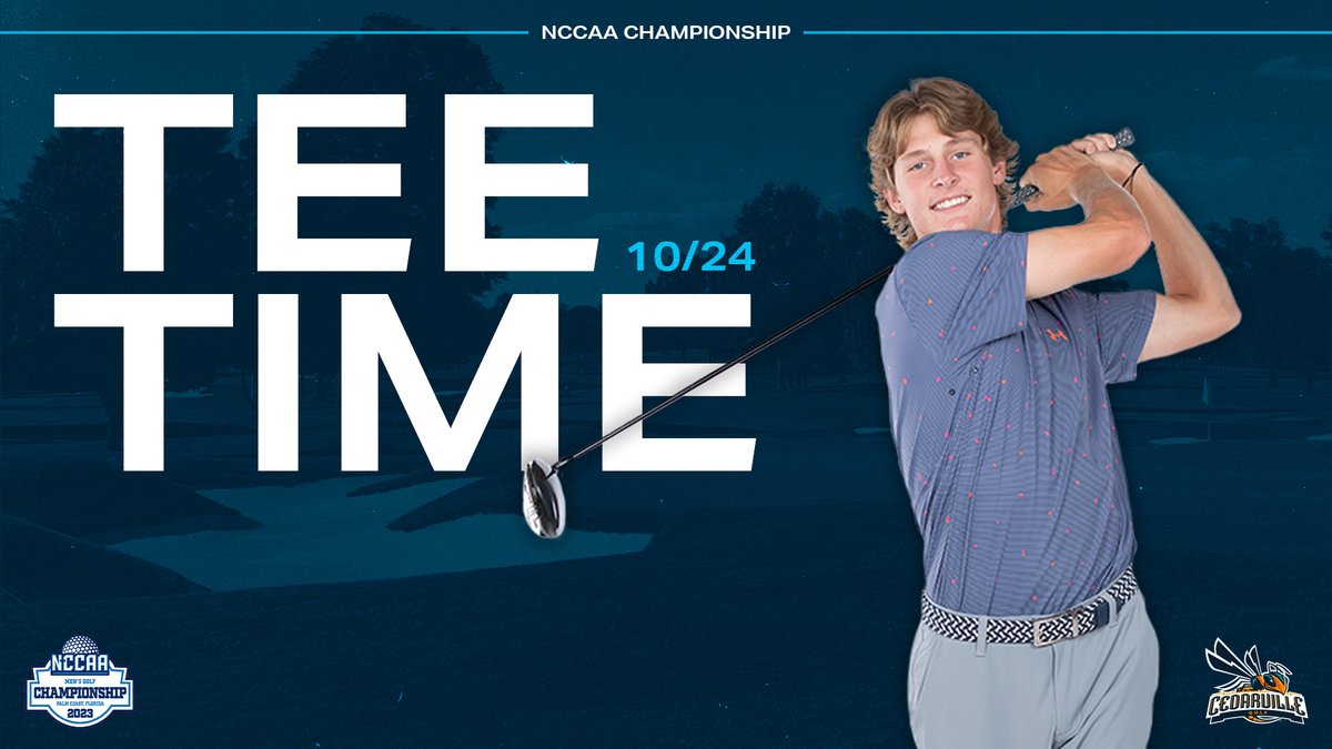 TEE TIME! <a href="/CUMensGolf/">CU Men's Golf</a> at the 2023 <a href="/NCCAAChamps/">NCCAA Championships</a> in Palm Coast, Florida!
⏰ 7:52 AM | 18 Holes | Day 2 of 3
📍 Hammock Beach Resort <a href="/HammockResort/">Hammock Beach Golf Resort & Spa</a> 
📊 LIVE RESULTS via <a href="/Golfstat/">Golfstat</a>: bit.ly/3MeI5U6 
📰 Day 1 RECAP: bit.ly/3FB5Y4t
🙏 #ForHim ⛳️ #BackTheJackets #StingEm
