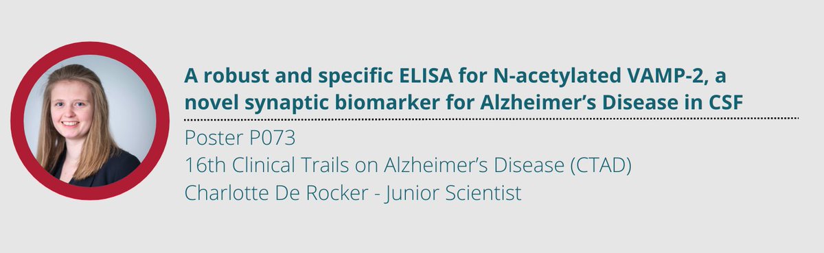 Visit Charlotte's poster at #CTAD23 to learn more about our improved ELISA for VAMP2, an early biomarker for synaptic damage in #Alzheimers and other neurological diseases.