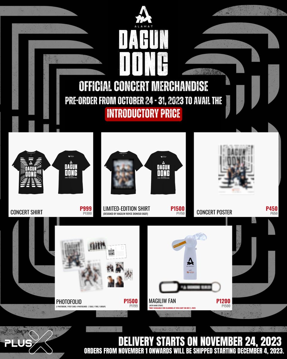📢 ALAMAT DAGUNDONG OFFICIAL CONCERT MERCHANDISE

🗓️ October 24, 2023
⏰ 7:00 PM
🔗 plusx.ph/collections/al…

#ALAMAT #ALAMATIsaPuso
#ALAMATFirstSoloConcert
#ALAMATDAGUNDONG
#PLUSX #XpectTheGreat