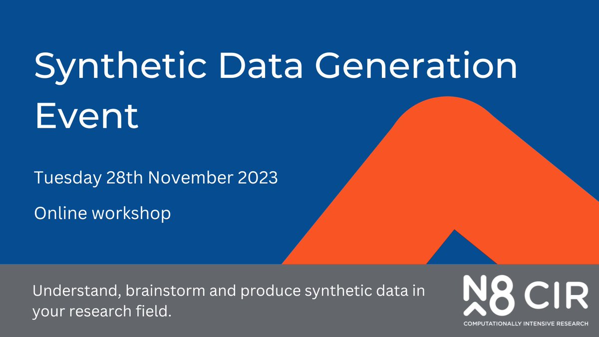 📢New event!

Join us in November for our 2-part Synthetic Data Generation Event, to understand, brainstorm and produce synthetic data in your research field. No experience with synthetic data is necessary. 

More info➡️n8cir.org.uk/events/synthet…