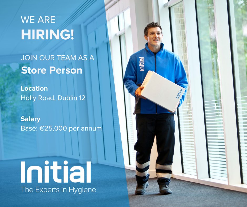 Initial_IE's tweet photo. We are looking for a Store Person to join our Initial Washroom Hygiene business in Ireland based in Dublin. Apply for this role today: https://t.co/07jgcRcqFK https://t.co/WPeSmE3xw2