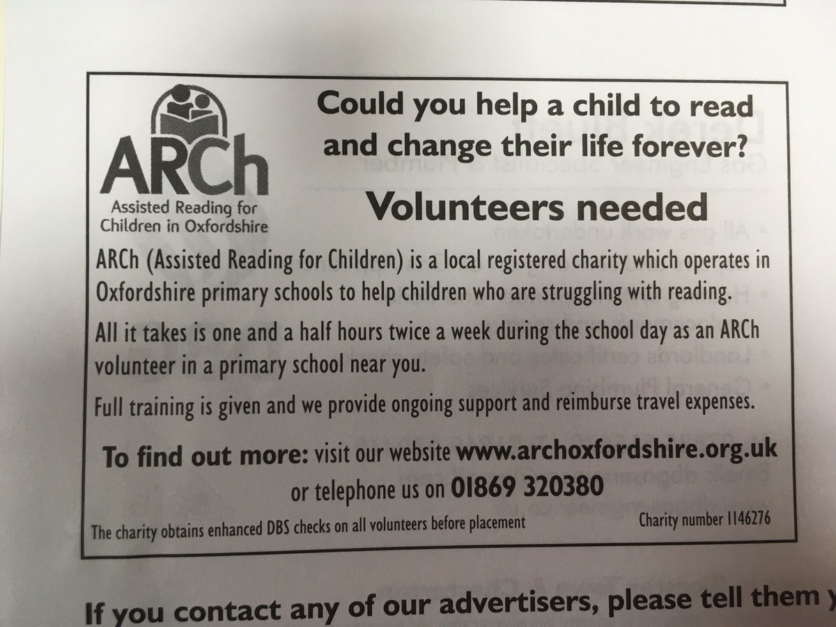 Archoxfordshire's tweet photo. Thank you @postaladvertister #Bicester for spreading the word on our need for more #happyreading #volunteers to help #children catch up with their #literacy skills. We have places available in #primary #schools throughout #Oxfordshire pls RT https://t.co/m6IOjRj4m7