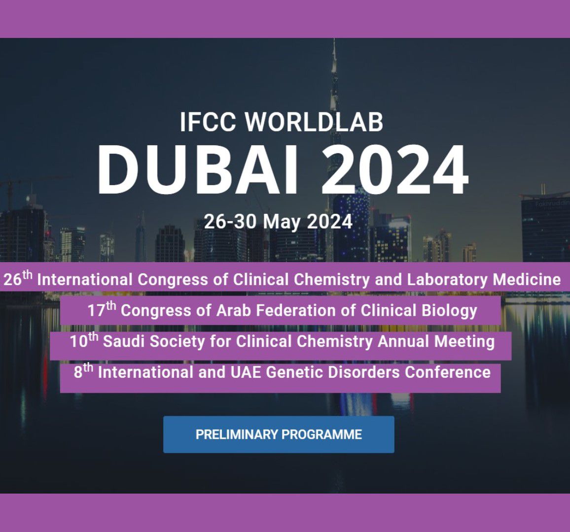 IFClinChem's tweet photo. 𝗧𝗵𝗲 𝗣𝗿𝗲𝗹𝗶𝗺𝗶𝗻𝗮𝗿𝘆 𝗣𝗿𝗼𝗴𝗿𝗮𝗺 𝗼𝗳 𝘁𝗵𝗲 𝗲𝘃𝗲𝗻𝘁 𝗶𝘀 𝗻𝗼𝘄 𝗮𝘃𝗮𝗶𝗹𝗮𝗯𝗹𝗲!

Take your time to go through the program and discover all the scientific sessions:

Click here:
https://t.co/zd2jX5Xr6K

#IFCC #Dubai2024 #Worldlab https://t.co/oC7pNCh4mI