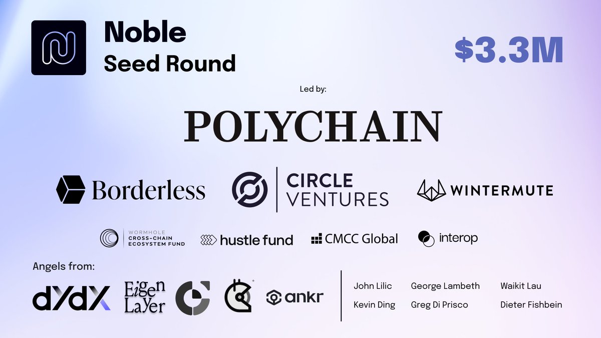 2/ In addition to our institutional investors, we are thankful for our  diverse group of angel investors, including John Lilic, @gpl_94, @waikit,  @gregthegreek, @g_dip and @JoeQTrader, as well as contributors to @dYdX, @