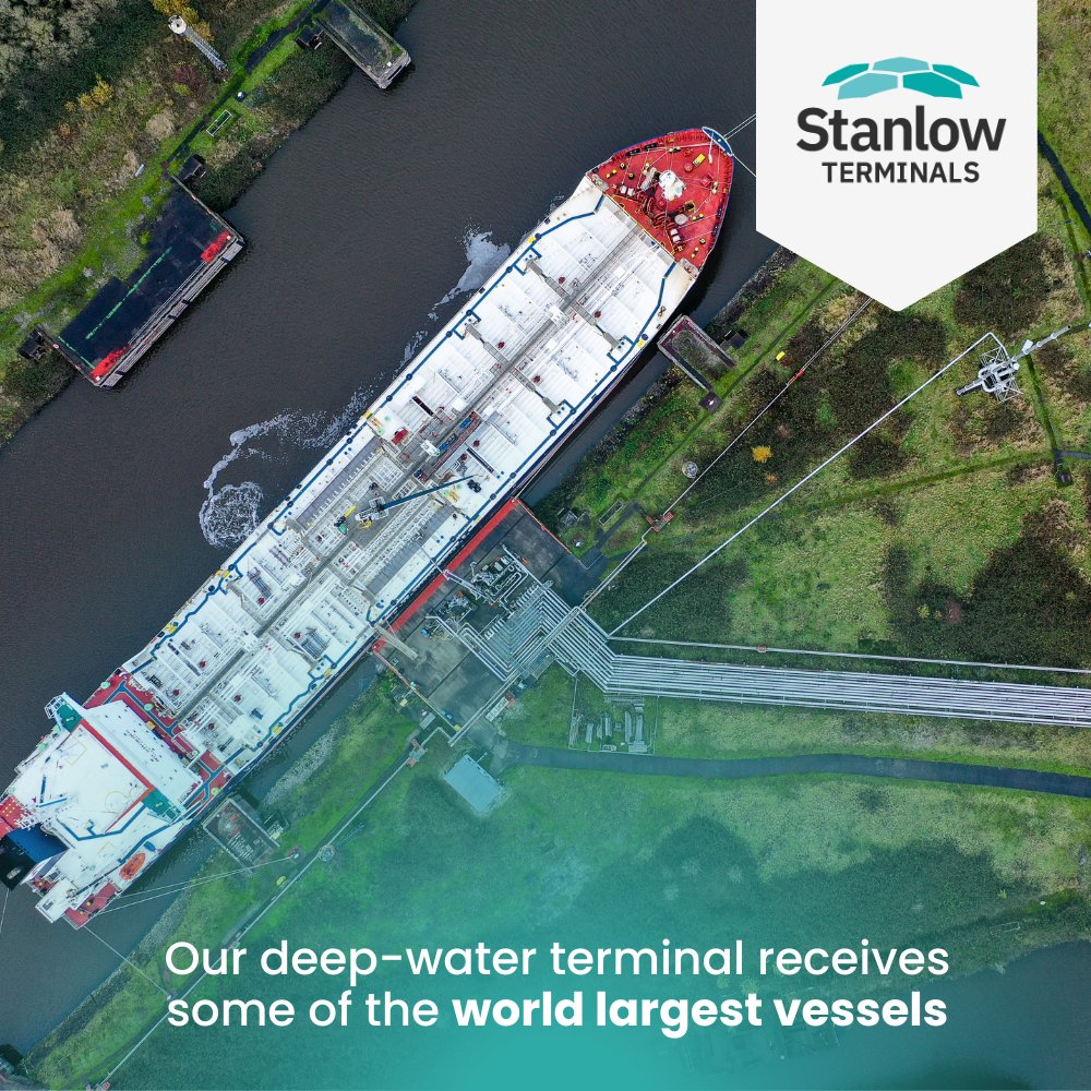 Our deep-water terminal at Tranmere receives some of the world largest vessels, ranging from product tankers, LPG gas tankers and bunker barges. 
 
Read more here ➡️ lnkd.in/engSrgvU
 
#StanlowTerminals #Biofuels #Storage #RiverMersey #transformingfortomorrow <a href="/eethub/">EET</a>