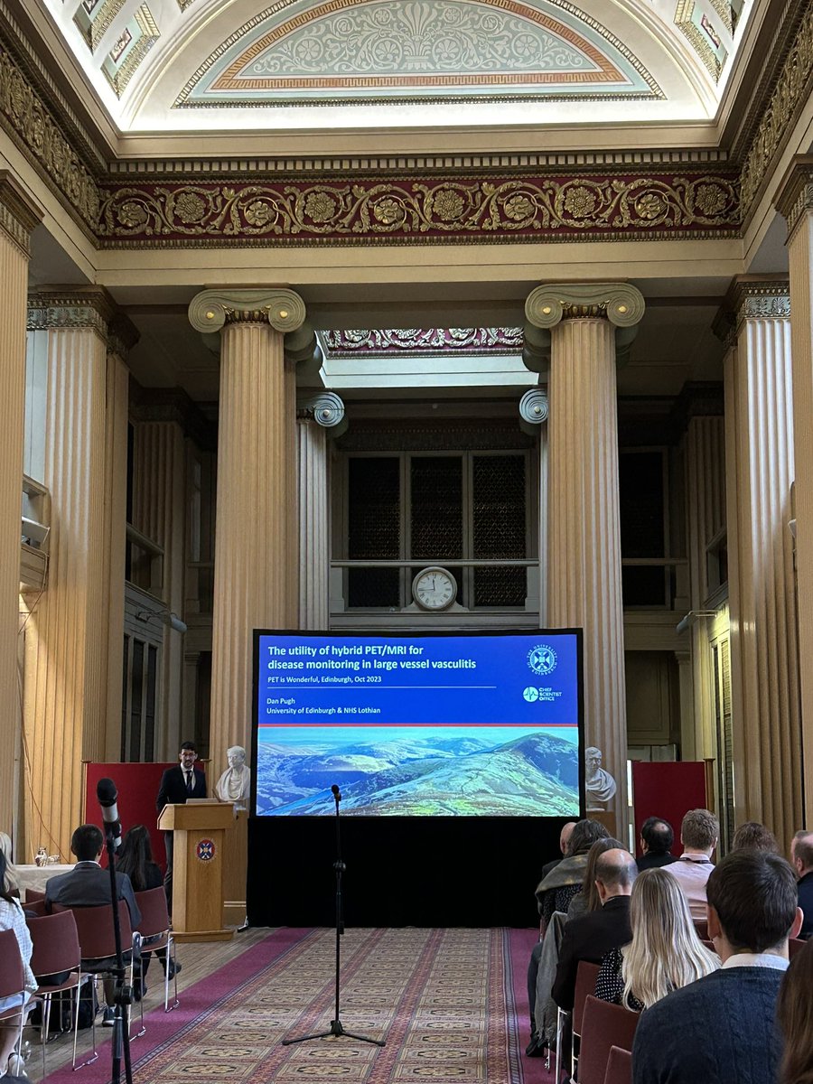🎤Our next Proffered talk on Clinical PET imaging is from Dan Pugh “PET/MR imaging for monitoring disease activity in large vessel vasculitis” 
#PETisWonderful2023
