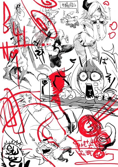 仕事上がりラクガキ。漫画描けるように色々練習しとこ 