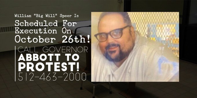 KarineOmry's tweet photo. CALL TO ACTION! It is not too late to protest. #WillSpeer, the first faith-based coordinator of TX death row, is scheduled to be executed on Oct 26. Pls tweet/call @GovAbbott urge him to show mercy and halt the execution.
#StopExecutionsTexas
@WTIUSA @EJUSA @eji_org https://t.co/hNdOSdxpgk