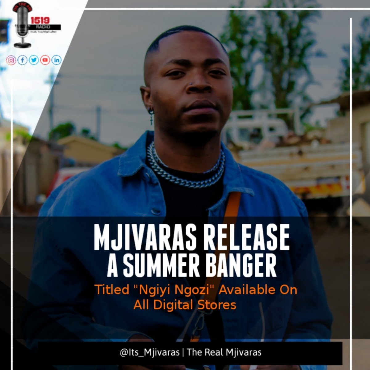 1519Radio's tweet photo. #BreakingNews  : 
The Real Mjivaras Just Released A Summer Banger Titled  #NgiyiNgozi and it is Making Waves In The Streets

The song got 1,000 plays on @audiomack in 3days 
The lyrics Video is out on @YouTube  

AVAILABLE ON ALL THE DIGITAL STORES https://t.co/BkyRJ8aTda