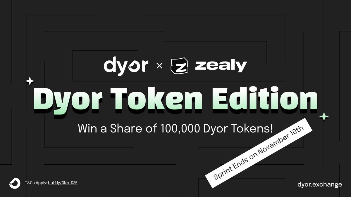 📣 Dyor x Zealy Second Sprint is LIVE!

Learn more about Dyor token, climb the leaderboard, and win from 100,000 Dyor token reward pool!

Ready for the challenge? Join NOW: zealy.io/c/dyorexchange…