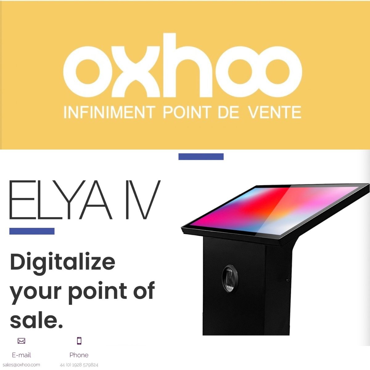 Discover the ELYA, OXHOO's stunning kiosk range. 

Contact OXHOO for a kiosk conversation; we would love to show you how they can enhance your business. 

oxhoo.com/en/products/ki…

#kiosk #contactless #epos #retail #hospitality