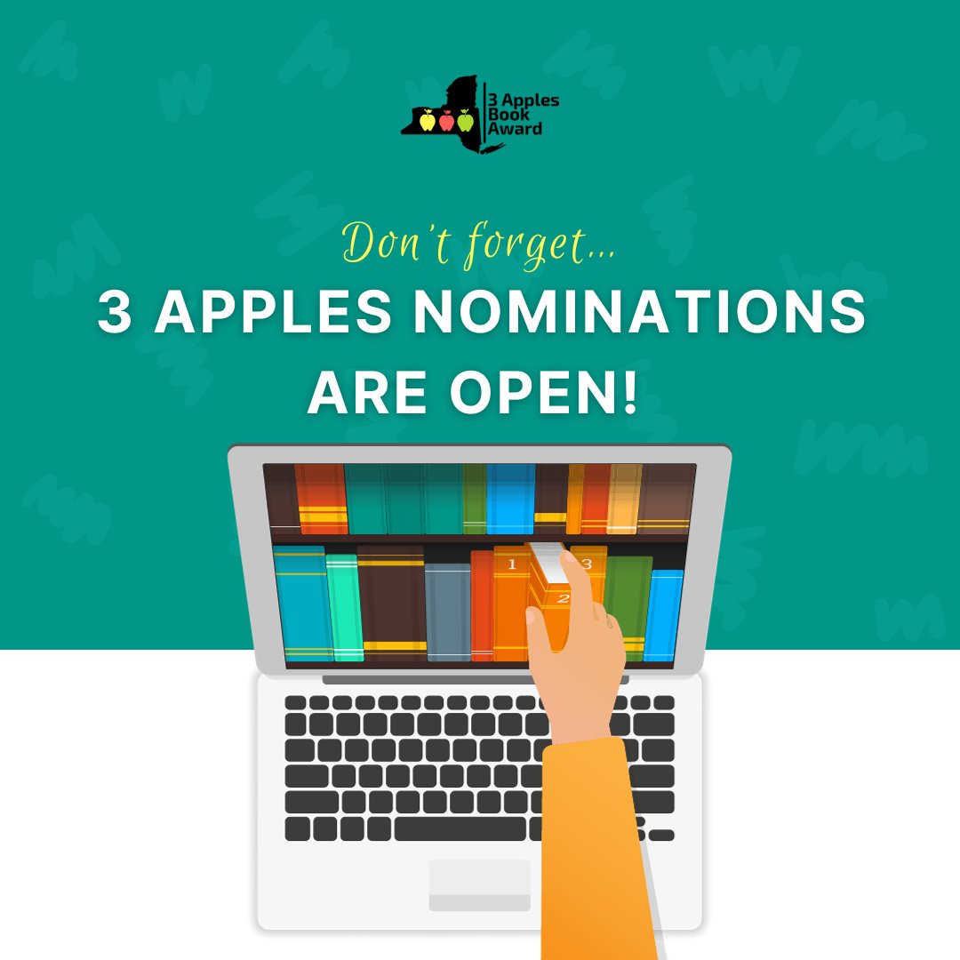 Give students a voice and let them participate in the only NYS book award entirely determined by kids! Nominations for 2024's 3 Apples Book Award Winners close next week. sites.google.com/view/ssl-mobil… #leadoutloud #3apples
