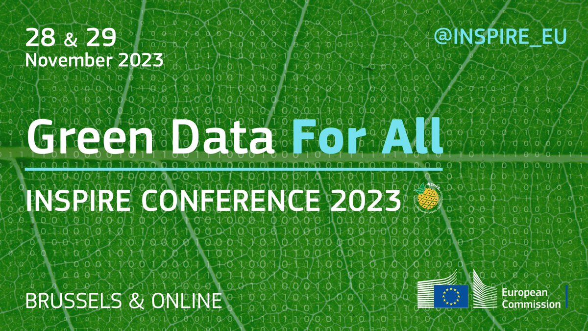 Thanks to all for your interest in the #INSPIRE23 🍍 Conference!
In person registration is currently full 🎉, but you can still register for online attendance: europa.eu/!Nwvxnp

☑️15 thematic sessions
☑️ 2 plenary sessions with keynote speakers

See you on 28-29 Nov!