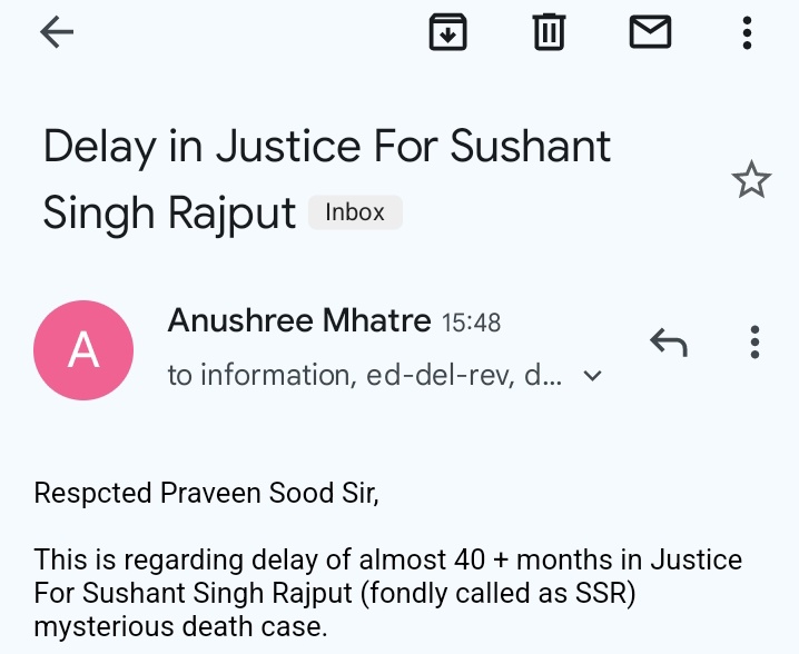 CBI File SSRCase ChargeSheet

Email sent by me to @CBIHeadquarters @AmitShah @narendramodi @dir_ed @narcoticsbureau 

#JusticeForSushantSinghRajput 

#302InSSRCaseNow