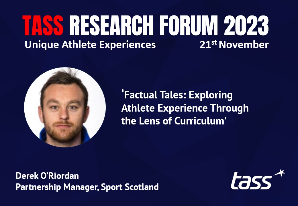 📢Speaker Announcement no.2 for the #TASSResearchForum
‘Factual Tales: Exploring Athlete Experience Through the Lens of Curriculum’​ with Derek O’Riordan​, Partnership Manager <a href="/sportscotland/">sportscotland</a> 
For more info: whova.com/portal/webapp/…
#insight #research
