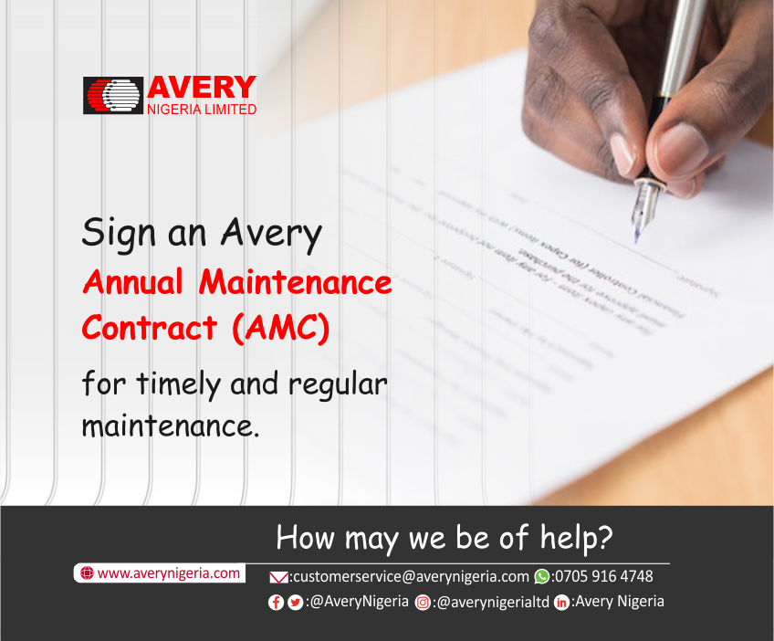 AveryNigeria's tweet photo. Sign Annual Maintenance Contract (AMC) with us today, and enjoy discounted prices on our products and services.
☎️07059164748
✉️ customerservice@averynigeria.com
#services #aftersales #repairs #weighingscale #codingmachines #weighbrigde #lasermachine #production #manufacturing https://t.co/Y2pruyyfQp