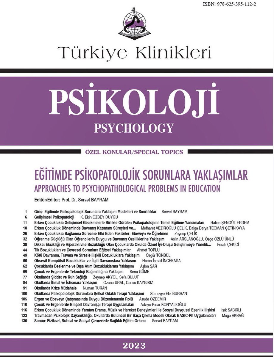 Eğitimde Psikopatolojik Sorunlara Yaklaşımlar isimli kitabımızın, eğitim perspektifinde psikopatolojiyi inceleyen ilk çalışma olarak alana ilgi duyan herkese yararlı olmasını diliyoruz.