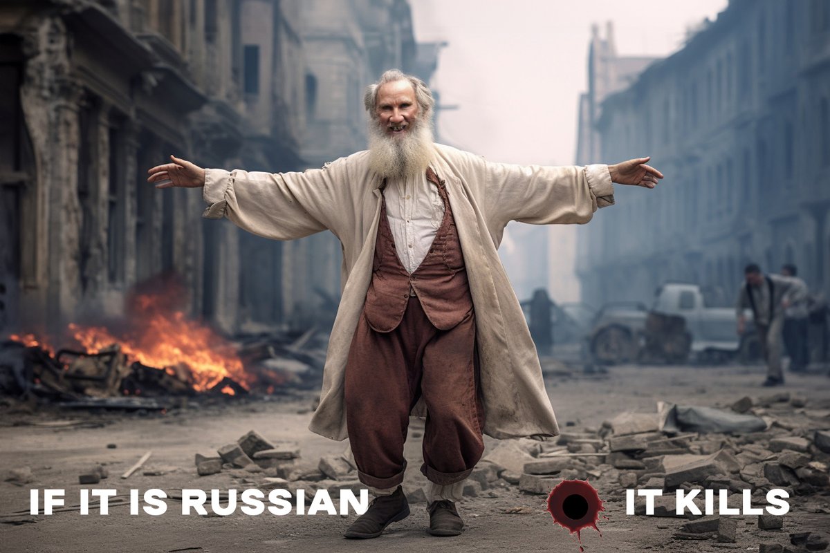 imaximay's tweet photo. «Great russian culture» is merely a curtain to cover the cannibalistic essence of the russian state. 📷Martyn Yakub + AI #RussiaisATerroistState https://t.co/UYzOKSQSob