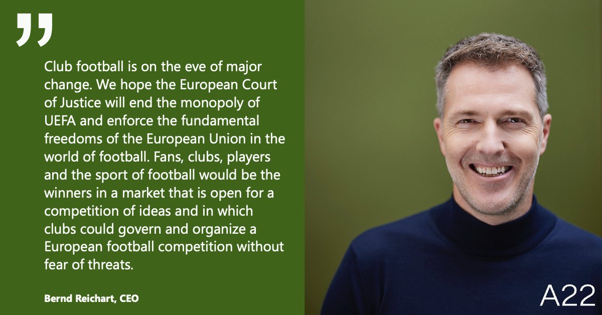 Today, the ruling day for the European Super League case has become public.

Our CEO Bernd Reichart states: 👇