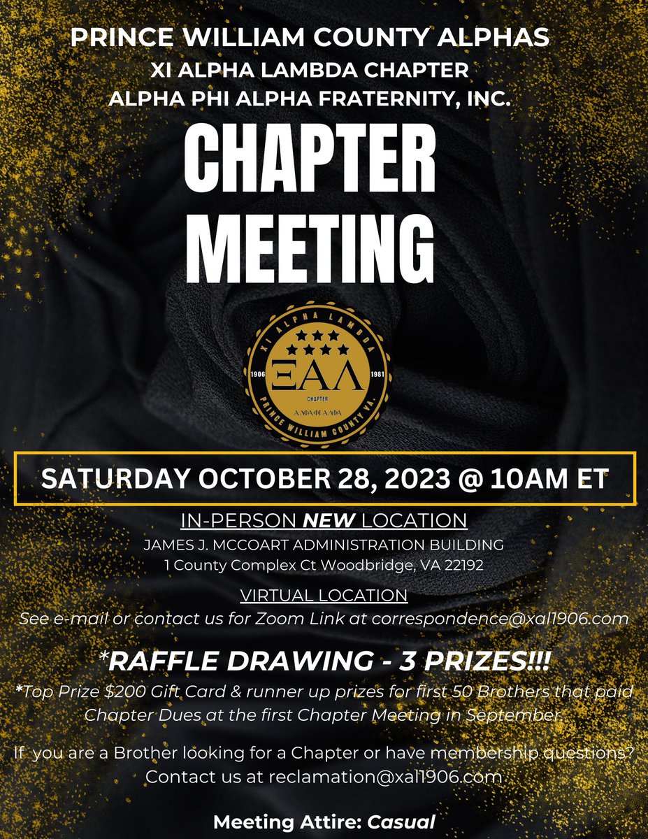 Reminder: Chapter Meeting this Saturday October 28th @ 10am ET. Please see new meeting location on the flyer. 06!! 🤙🏾