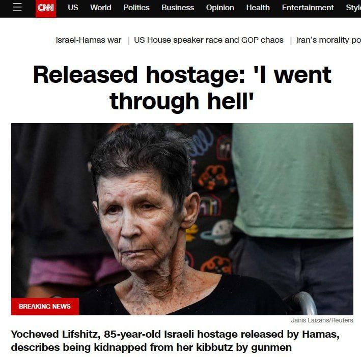 What the Israeli Hostage said about Hamas captivity-

"When we arrived in Gaza, they first told us that they believed in the Quran and would not harm us, they fed us well, were kind,  a doctor and paramedic visited us regularly, everything was provided for us.

What <a href="/CNN/">CNN</a> said-