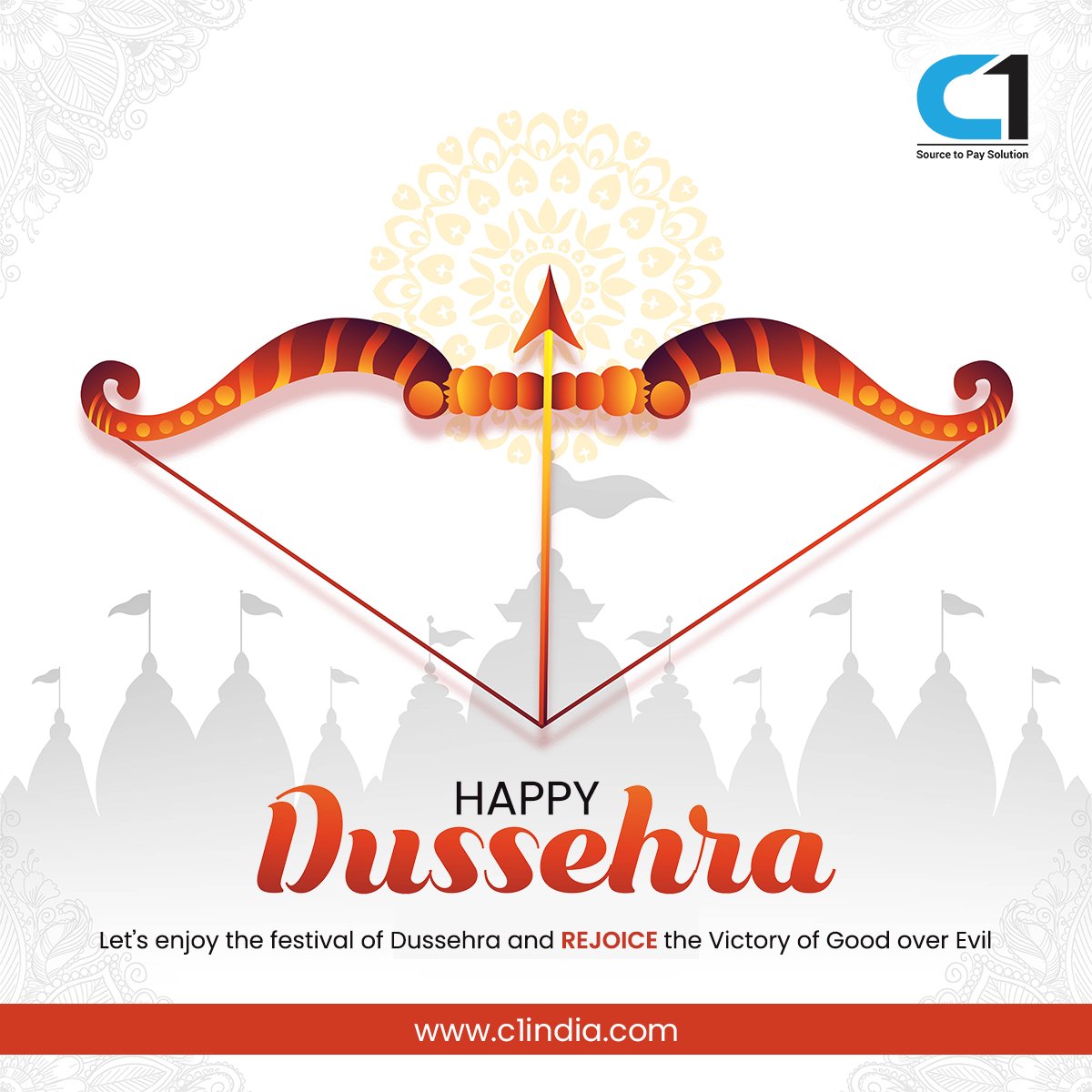 May the victory of good over evil in the epic tale of #Dussehra inspire us to conquer our inner demons and lead a life filled with positivity and righteousness. We at C1 India Pvt Ltd Wishing you a very Happy Dussehra! 🪔✨ #Dussehra #FestiveGreetings #CelebrationTime'