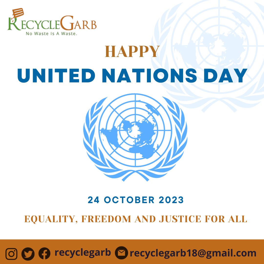 RecycleGarb Hub Ltd (@recyclegarb) on Twitter photo Celebrate UNDay, A world of Change.
UNDay <a href="/UN/">United Nations</a> is the ultimate high-five to our planet's heroes. They are tackling the world' s biggest bad guys:poverty, conflict, climate,♻️ chaos and more.
It's a day to Celebrate💃
#Celebration #UnitedNationsDay
#Freedom #Justice #Oct24th Celebrate UNDay, A world of Change.
UNDay <a href="/UN/">United Nations</a> is the ultimate high-five to our planet's heroes. They are tackling the world' s biggest bad guys:poverty, conflict, climate,♻️ chaos and more.
It's a day to Celebrate💃
#Celebration #UnitedNationsDay
#Freedom #Justice #Oct24th