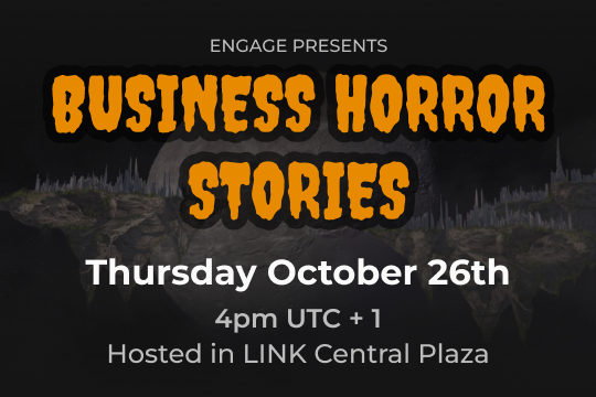 Join us for part 1 of our Halloween double header ENGAGE PRESENTS: BUSINESS HORROR STORIES on Oct 26th, 4PM UTC+1: Join us for an unforgettable experience, a chance to tell the scariest stories the professional world has to offer. Register: app.engagevr.io/events/1bdRY/v…